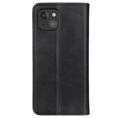 Apple iPhone 13 Mini „Split“ чёрный кожаный чехол-книжка | Vacins.lv