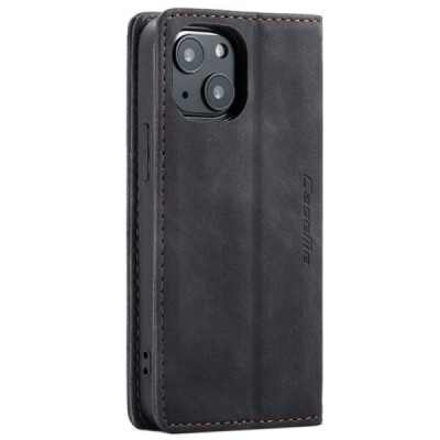 Apple iPhone 13 Mini CaseMe Retro solīds atvēramais ādas melns maciņš - maks | Vacins.lv