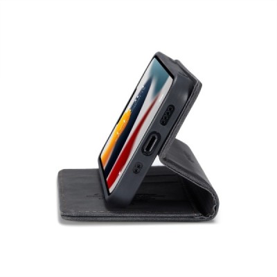 Apple iPhone 13 Mini CaseMe Retro solīds atvēramais ādas melns maciņš - maks | Vacins.lv