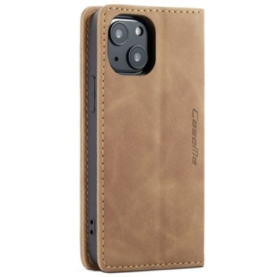 Apple iPhone 13 Mini CaseMe Retro solīds atvēramais ādas gaiši brūns maciņš - maks | Vacins.lv