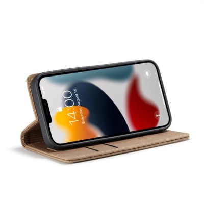 Apple iPhone 13 Mini CaseMe Retro solīds atvēramais ādas gaiši brūns maciņš - maks | Vacins.lv