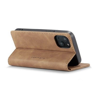 Apple iPhone 13 Mini CaseMe Retro solīds atvēramais ādas gaiši brūns maciņš - maks | Vacins.lv