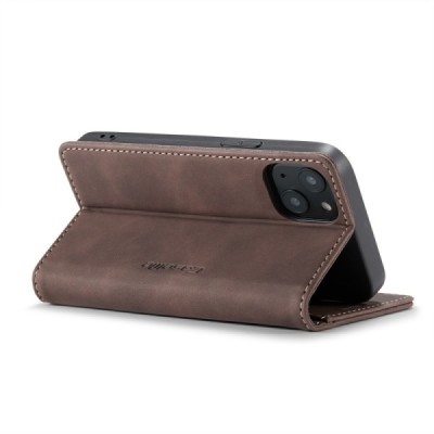 Apple iPhone 13 Mini CaseMe Retro solīds atvēramais ādas tumši brūns maciņš - maks | Vacins.lv