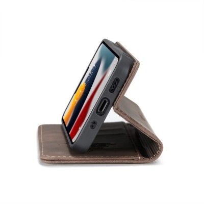 Apple iPhone 13 Mini CaseMe Retro solīds atvēramais ādas tumši brūns maciņš - maks | Vacins.lv