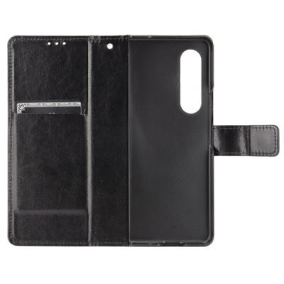 Samsung Galaxy Z Fold3 5G (F926B) открываемый чёрный кожаный чехол - книжка | Vacins.lv