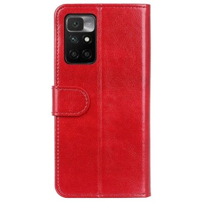 Xiaomi Redmi 10 открываемый красный кожаный чехол - книжка | Vacins.lv