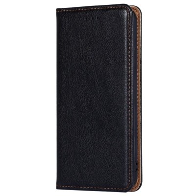 Твердый чёрный кожаный чехол-книжка для Xiaomi Poco F3 и Xiaomi Mi 11i | Vacins.lv