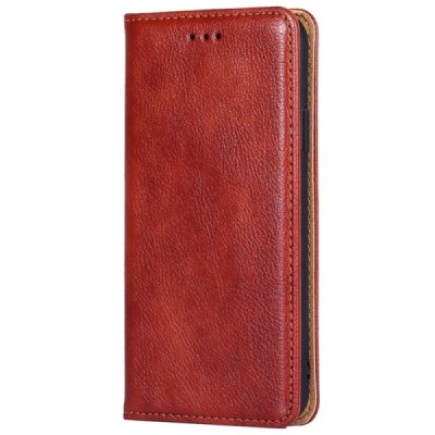 Твердый коричневый  кожаный чехол-книжка для Xiaomi Poco F3 и Xiaomi Mi 11i | Vacins.lv