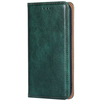 Твердый зелёный кожаный чехол-книжка для Xiaomi Poco F3 и Xiaomi Mi 11i | Vacins.lv