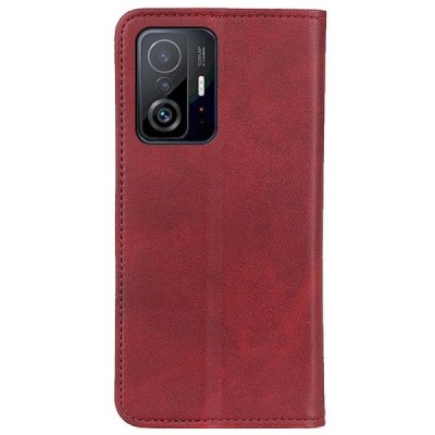 Xiaomi 11T (11T Pro) „Split“ красный кожаный чехол-книжка | Vacins.lv