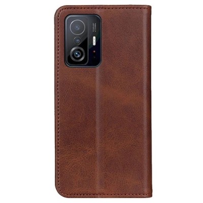 Xiaomi 11T (11T Pro) „Split“ тёмно-коричневый кожаный чехол-книжка | Vacins.lv