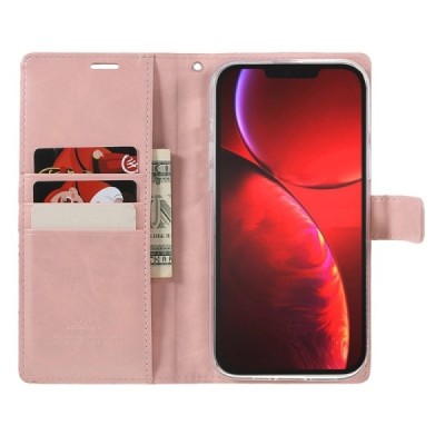 Mercury Blue Moon Apple iPhone 13 Pro Max atvērams gaiši rozs ādas maciņš - maks | Vacins.lv