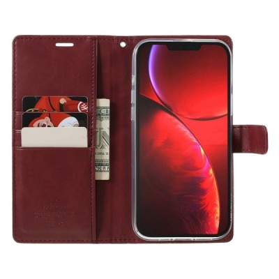 Mercury Blue Moon Apple iPhone 13 Pro atvērams bordo ādas maciņš - maks | Vacins.lv