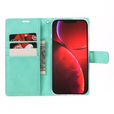 Mercury Blue Moon Apple iPhone 13 atvērams piparmētru ādas maciņš - maks | Vacins.lv