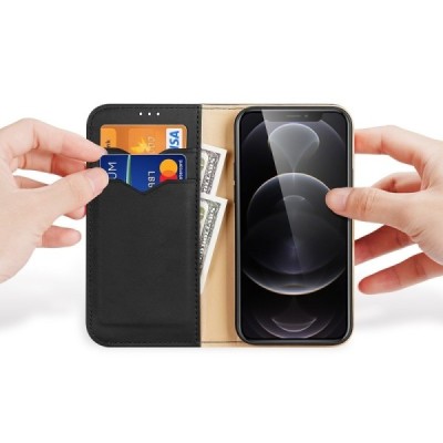 „Dux Ducis“ Hivo серии Apple iPhone 13 Pro Max чёрный кожаный чехол-книжка | Vacins.lv