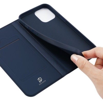 Apple iPhone 13 Mini „Dux Ducis“ Skin sērijas tumši zils ādas atvērams maciņš | Vacins.lv