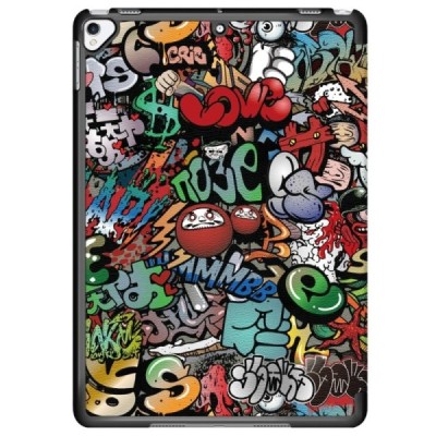 Apple iPad 10.2" (2019, 2020, 2021) „Street Art“ открываемый разноцветный кожаный чехол - книжка | Vacins.lv