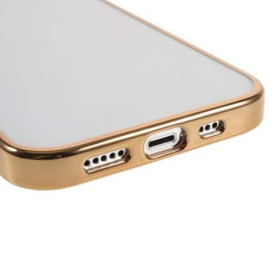 Apple iPhone 13 Mini „X-Level“ Glitter Case TPU силиконовый прозрачный чехол с золотой рамкой | Vacins.lv