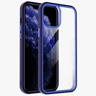 Apple iPhone 13 Pro „X-Level“ Colorful силиконовый прозрачный чехол с синей рамкой | Vacins.lv