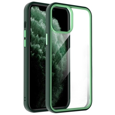 Apple iPhone 13 „X-Level“ Colorful силиконовый прозрачный чехол с зеленой рамкой | Vacins.lv
