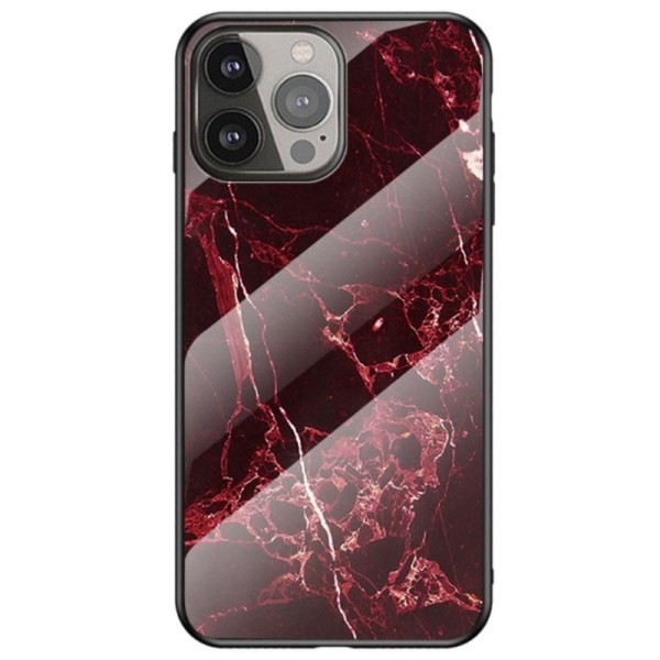 „Marble“ cieta silikona (TPU) apvalks - melns / sarkans (iPhone 13 Pro)