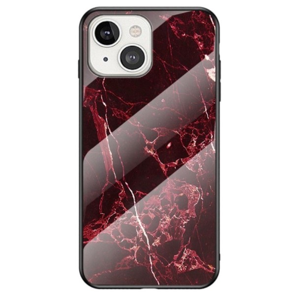 „Marble“ cieta silikona (TPU) apvalks - melns / sarkans (iPhone 13)