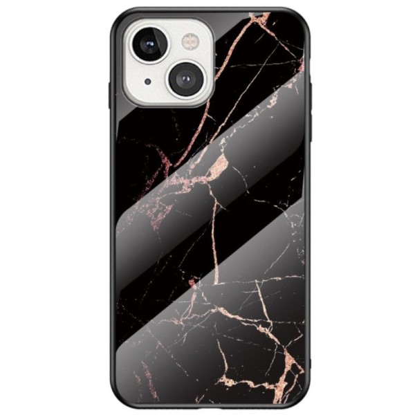 „Marble“ твердый силиконовый (TPU) чехол - чёрный / золотой (iPhone 13 Mini)