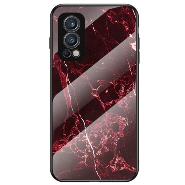 „Marble“ твердый силиконовый (TPU) чехол - чёрный / красный (OnePlus Nord 2)