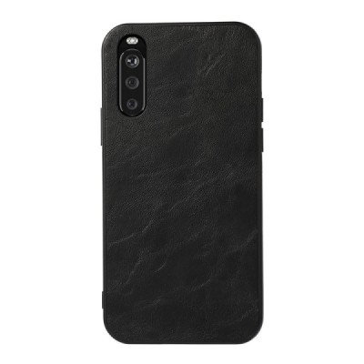 „Deluxe Leather“ Sony Xperia 10 III чёрный кожаный чехол | Vacins.lv