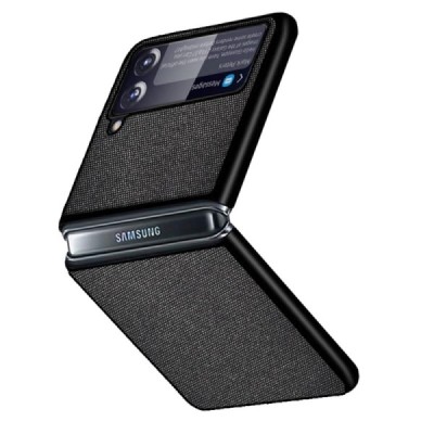 „Bi-Color“ Splicing Samsung Galaxy Z Flip3 (F711)  чёрный кожаный чехол | Vacins.lv