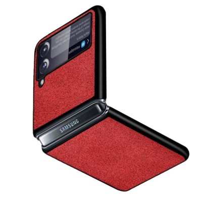 Samsung Galaxy Z Flip3 (F711) „Bi-Color“ Splicing sarkans ādas apvalks | Vacins.lv