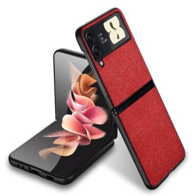 Samsung Galaxy Z Flip3 (F711) „Bi-Color“ Splicing sarkans ādas apvalks | Vacins.lv