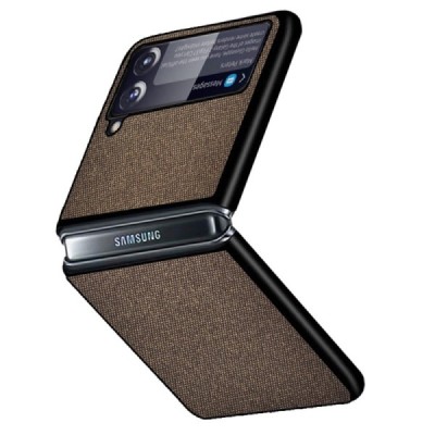 „Bi-Color“ Splicing Samsung Galaxy Z Flip3 (F711) коричневый кожаный чехол | Vacins.lv