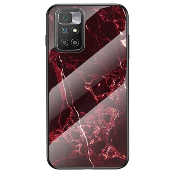 „Marble“ твердый силиконовый (TPU) чехол - чёрный / красный (Redmi 10)