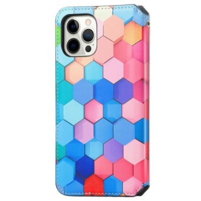 Apple iPhone 13 Pro Max открываемый разноцветный „Caseneo“ Honeycomb кожаный чехол-книжка | Vacins.lv