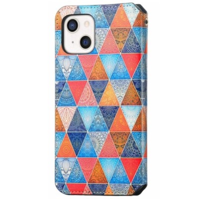 Apple iPhone 13 открываемый разноцветный „Caseneo“ Mandala кожаный чехол-книжка | Vacins.lv