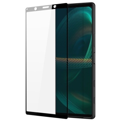 Sony Xperia 5 III „Dux Ducis“ 9H Tempered Glass усиленная защита, черное защитное стекло с полным покрытием 2.5D | Vacins.lv