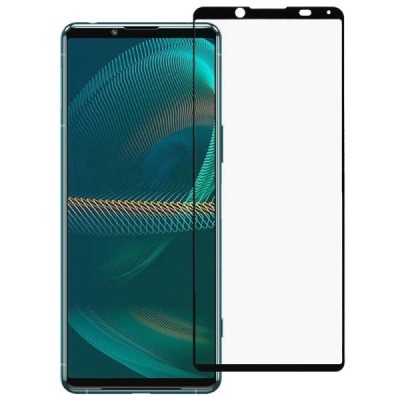 Sony Xperia 5 III „Rurihai“ 9H Tempered Glass усиленная защита, черное защитное стекло с полным покрытием 2.5D | Vacins.lv
