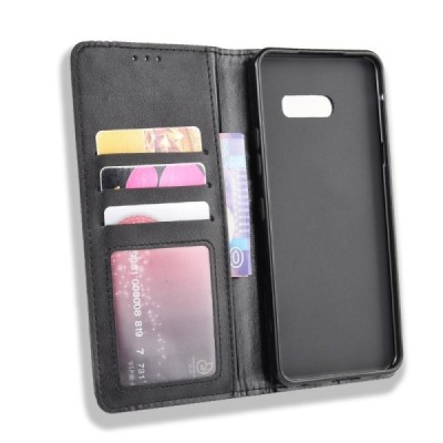 „Retro“ LG G8X ThinQ открываемый чёрный кожаный чехол - книжка | Vacins.lv