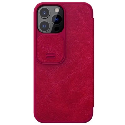 Apple iPhone 13 Pro Max роскошный серии Nillkin Qin Pro кожаный чехол-книжка - красный | Vacins.lv