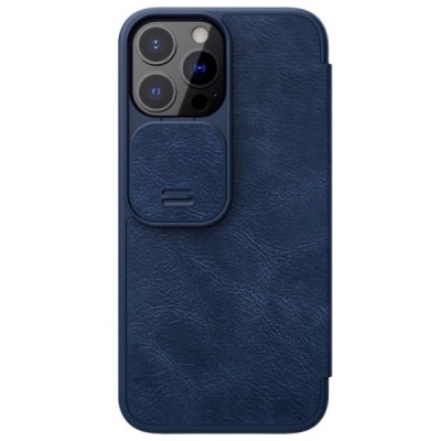 Apple iPhone 13 Pro Max роскошный серии Nillkin Qin Pro кожаный чехол-книжка - синий | Vacins.lv