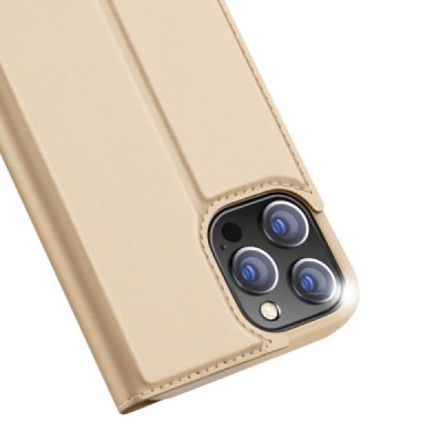 „Dux Ducis“ Skin серии Apple iPhone 13 Pro Max золотой кожаный чехол-книжка | Vacins.lv