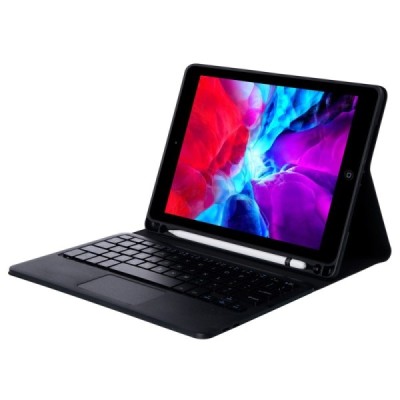 Apple iPad 9.7" 2017 (iPad 9.7" 2018) ādas atvēramais melns futrālis ar bluetooth tastatūra | Vacins.lv
