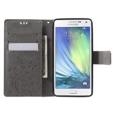 „Butterfly“ Samsung Galaxy A5 (A500F) pelēks ādas maciņš | Vacins.lv