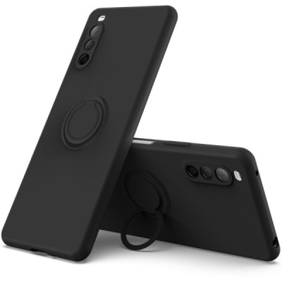 Sony Xperia 10 III Kickstand Shell cieta silikona (TPU) melns apvalks | vacins.lv