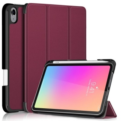 Apple iPad mini 6 2021 „Stylus“ atvēramais bordo ādas maciņš | Vacins.lv