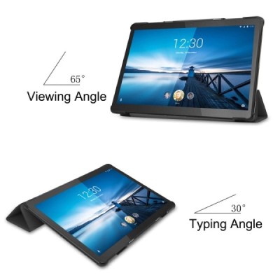 Lenovo Tab M10 FHD REL (X605FC) чёрный кожаный чехол-книжка (складной) | Vacins.lv