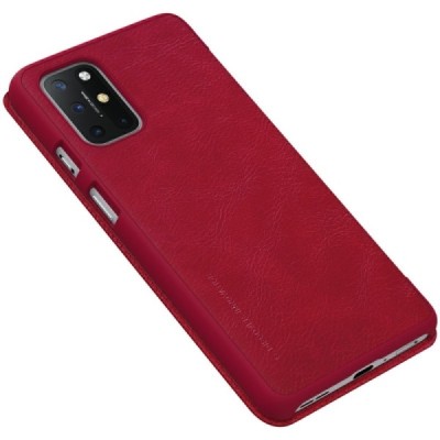 Greznais „Nillkin“ Qin sērijas ādas atvērams sarkans OnePlus 8T maciņš (maks) | Vacins.lv
