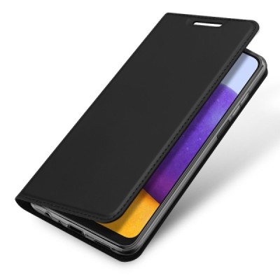 Samsung Galaxy A22 4G „Dux Ducis“ Skin sērijas melns ādas atvērams maciņš | Vacins.lv