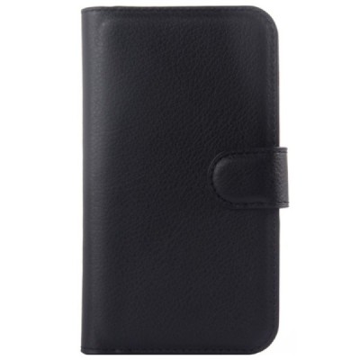 Samsung Galaxy Xcover 3 (G388) чёрный кожаный чехол-книжка ''Litchi'' | Vacins.lv